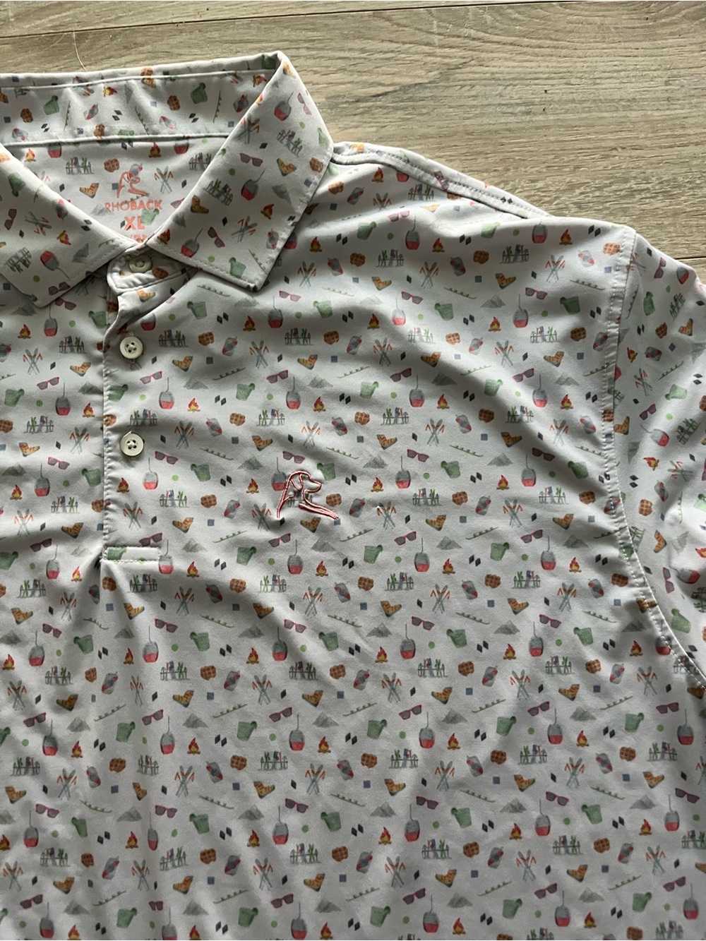 Rhoback Men's Short Sleeve Performance Polo Apres Ski Pattern - Size XL - Picture 2 of 8